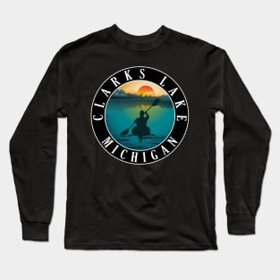 Clarks Lake Kayaking Michigan Sunset Long Sleeve T-Shirt